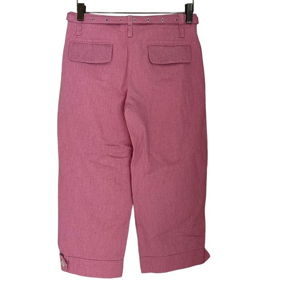Bebe Women's Pink Andrea Plated Capri with Belt Pant Size: 0 New! - Picture 2 of 9